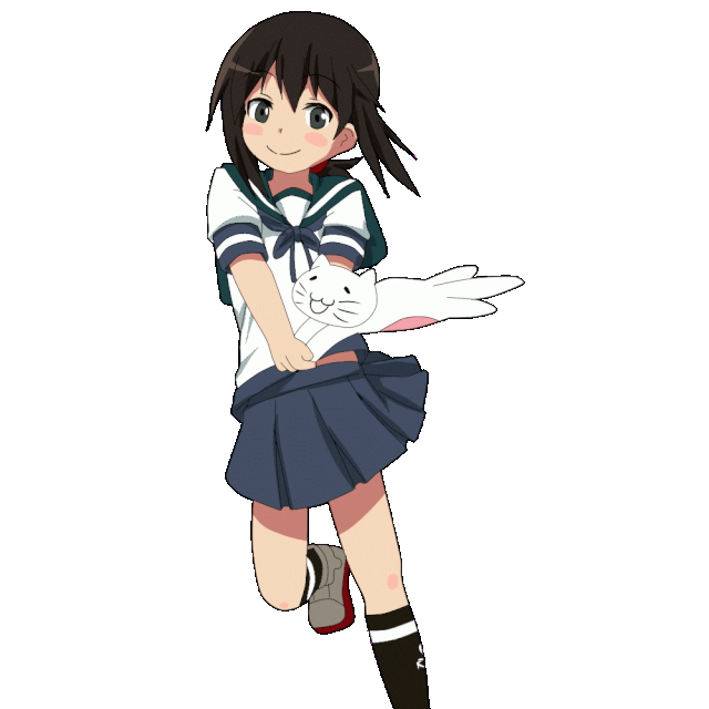 Картинка аниме девочка танцует с котиком на прозрачном фоне!