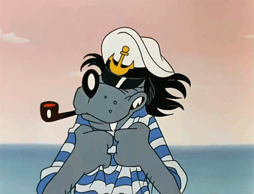 Гифка с волком из мультфильма "Ну погоди"