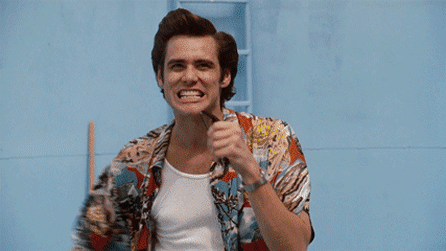 Гифка Джим Керри в фильме "Эйс Вентура"