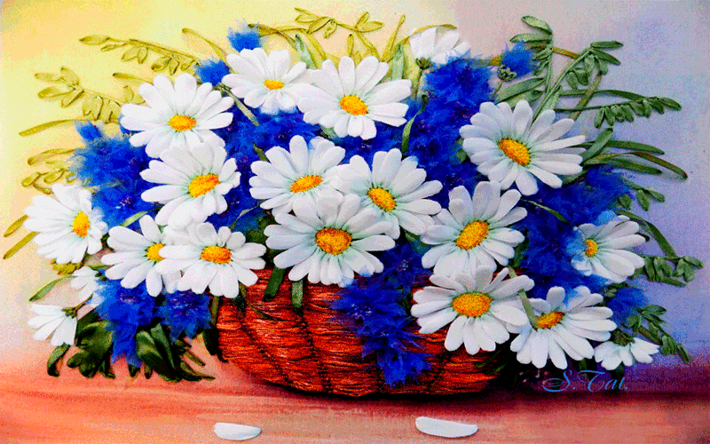 Гифка Васильки и Ромашки Гифка Васильки и Ромашки