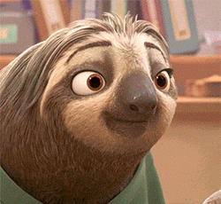 Гифка улыбка ленивца из мультфильма Зверополис