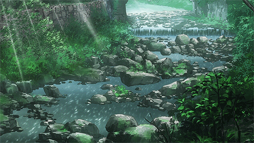 Красивая гифка фон в аниме стиле с пейзажем