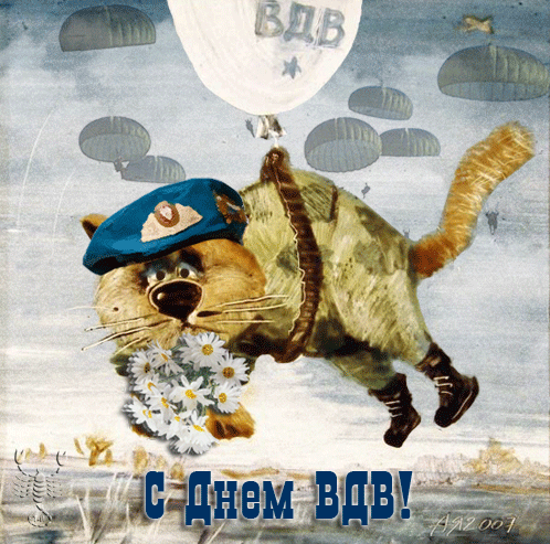 Смешная гифка с котом ВДВшником.