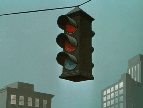 Живая Gif картинка светофор мигает красным.