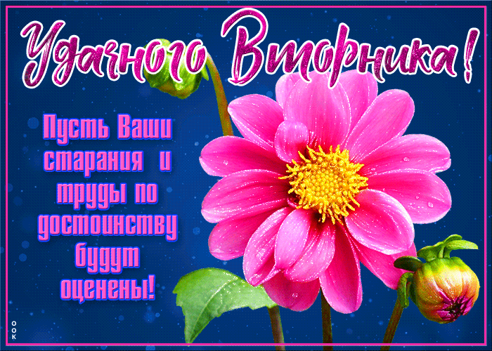 Красивая мерцающая gif открытка с поздравлениями и пожеланиями удачного весеннего вторника в прозе! Красивая мерцающая gif открытка с поздравлениями и пожеланиями удачного весеннего вторника в прозе!