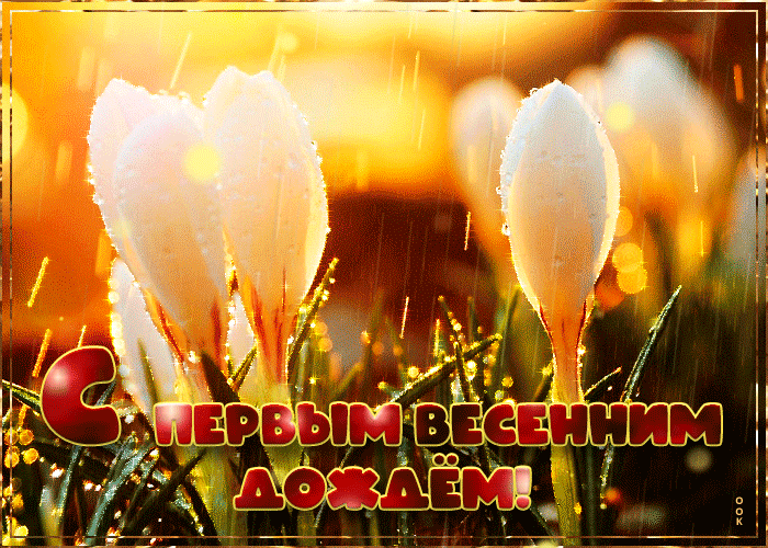 Открытка с первым весенним дождем Открытка с первым весенним дождем