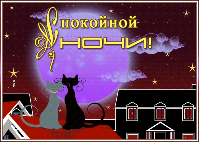 Открытки спокойной ночи гифки кошки