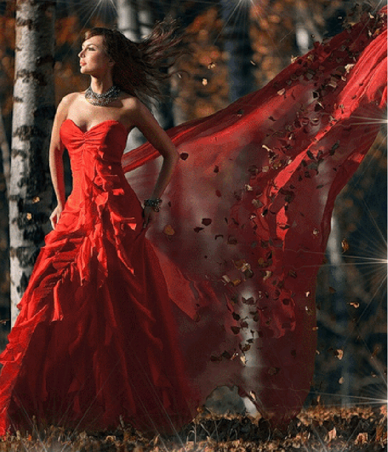 Гифка девушка в Вечернем платье, Девушка в Красном платье.