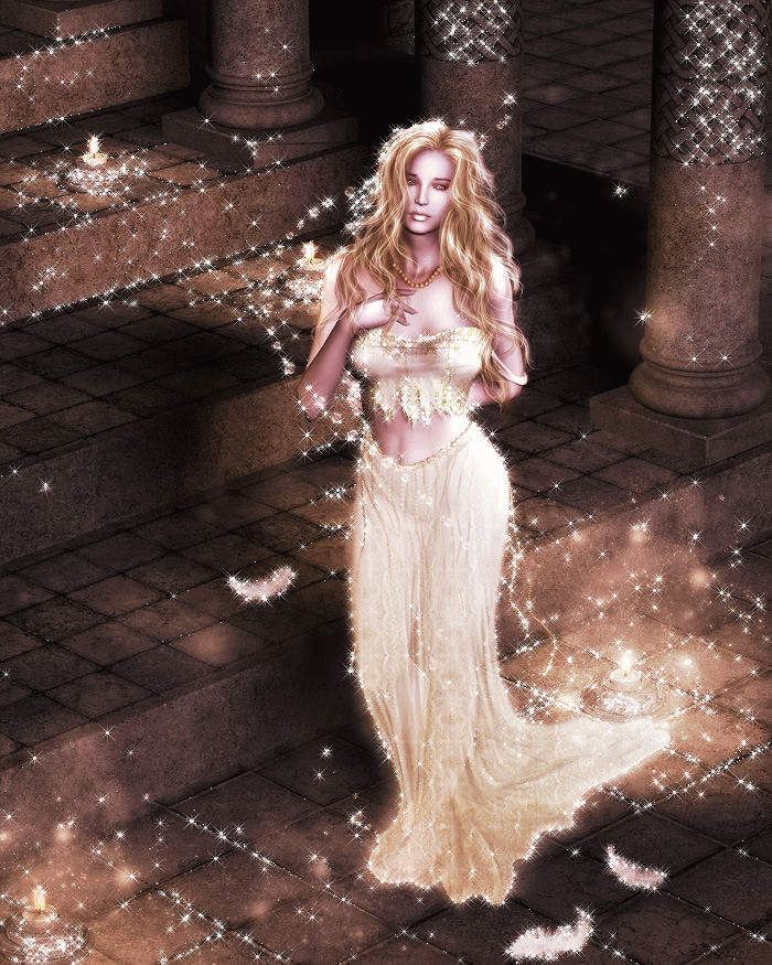 Фото Девушка в платье персикового цвета стоит в замке около лестниц. Красивые фэнтези девушки анимация. Девушки фэнтези в блестящих платьях.