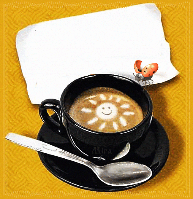 Открытка с добрым утром мужчине смешная, Чашечка кофе с пожеланиями.