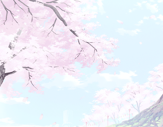 Сакура гифки, Падающая Сакура. Аниме ветка дерева gif фон