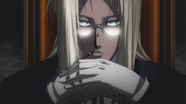 Анимированная аниме картинка Интегра в дыму. Анимированная аниме картинка Интегра в дыму.