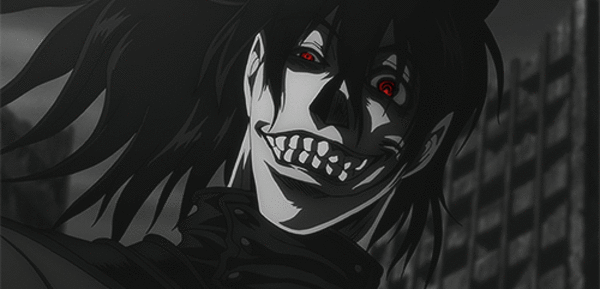 Гиф Хэлсинг с безумной улыбкой. Гиф Хэлсинг с безумной улыбкой.