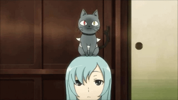 Аниме gif анимация Бабу на голове у Мэру. Аниме gif анимация Бабу на голове у Мэру.