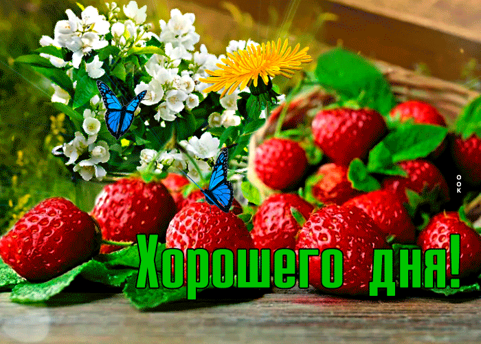 Мерцающая летняя открытка хорошего дня с клубникой Мерцающая летняя открытка хорошего дня с клубникой