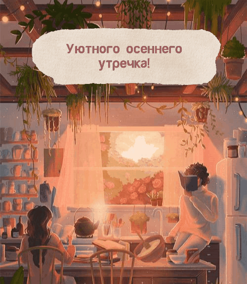 Креативная gif картинка Доброго осеннего утра и хорошего дня