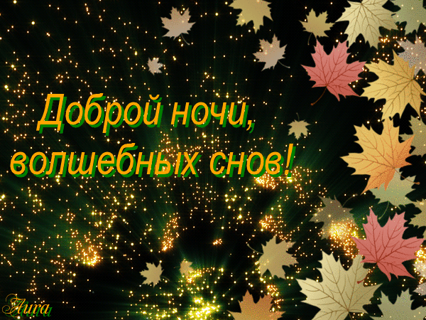 Анимированная открытка "Доброй ночи, волшебных снов! Спокойной ночи осень