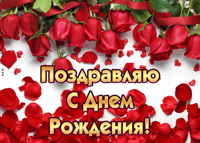 Прикольная картинка с днём рождения с красными розами!