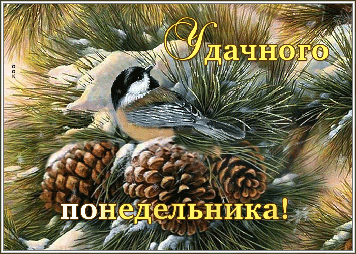 Анимированная утренняя картинка приятного зимнего понедельника Анимированная утренняя картинка приятного зимнего понедельника