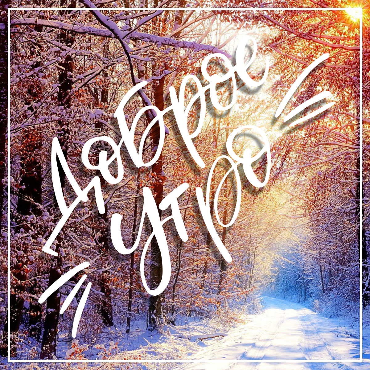 Снежного красивого доброго утра надпись, С добрым утром. Зимняя дорога