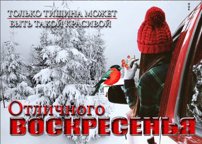 Морозная Открытка отличного воскресенья с надписью Морозная Открытка отличного воскресенья с надписью