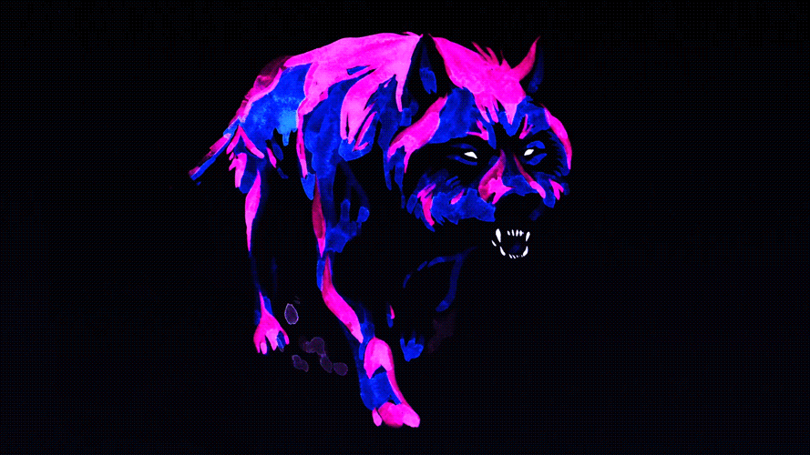 Красочная гифка с волком на аву в ДС