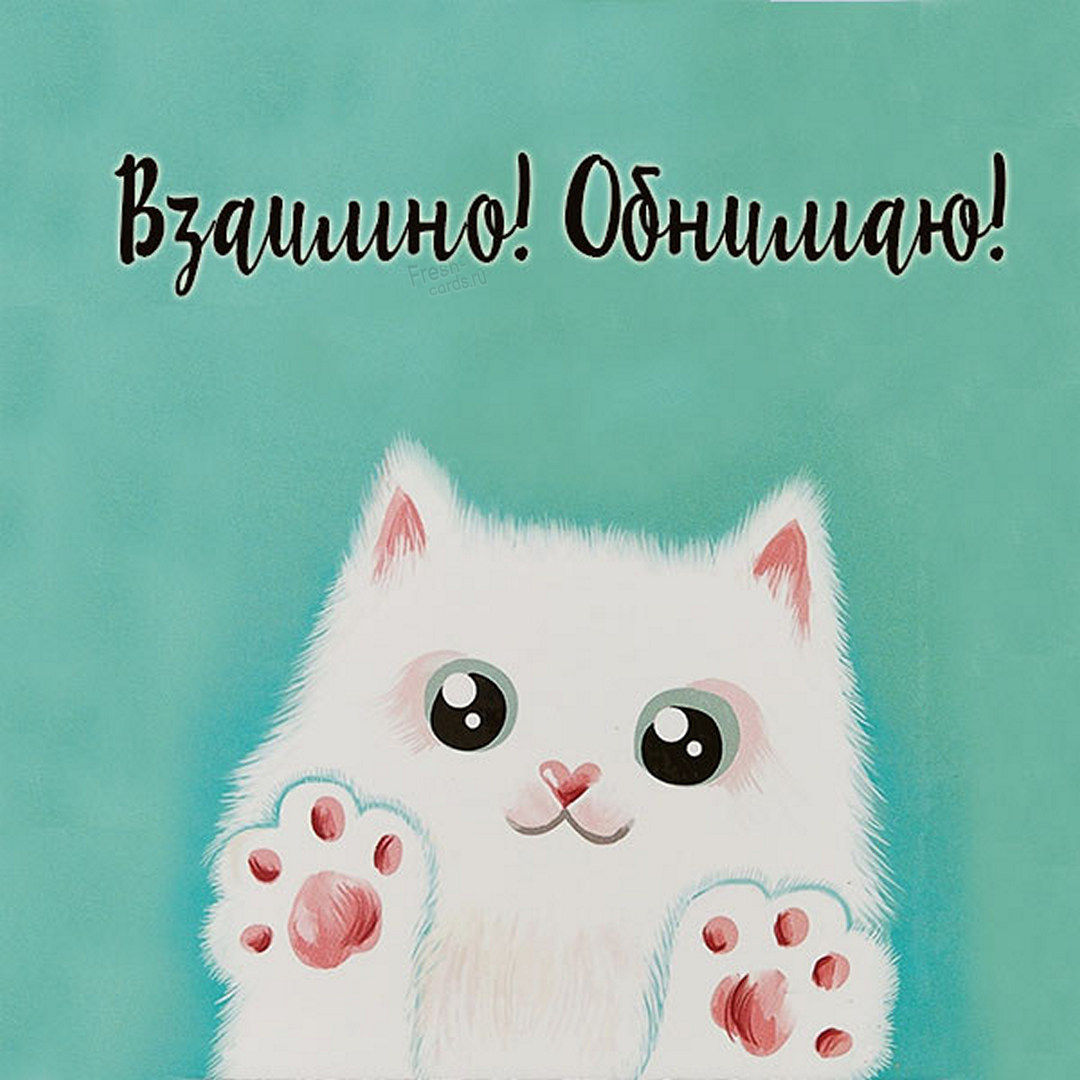 Прикольная открытка взаимно обнимаю с котиком! Прикольная открытка взаимно обнимаю с котиком!