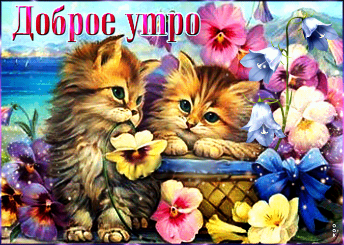Креативная открытка доброе утро с котятами Креативная открытка доброе утро с котятами