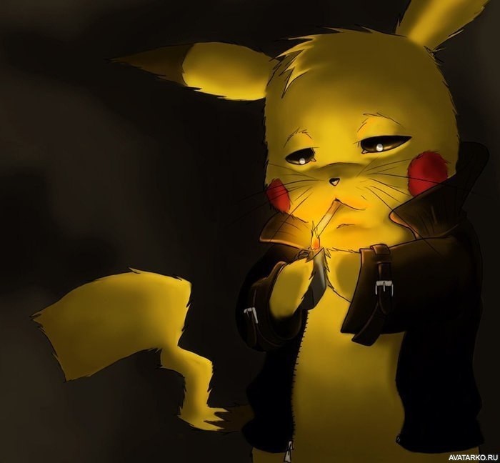 Пикачу прикуривает сигарету Пикачу прикуривает сигарету