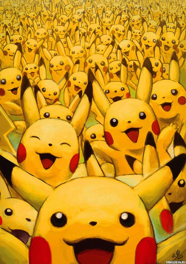 Огромное сборище радостных покемонов пикачу на Аву в ДС. Огромное сборище радостных покемонов пикачу на Аву в ДС.