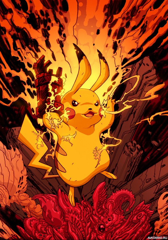 Аниме картинка на Аву Злой пикачу с рукой Хеллбоя. Аниме картинка на Аву Злой пикачу с рукой Хеллбоя.