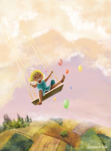 Мерцающая открытка на День качания на качелях. Мерцающая открытка на День качания на качелях.