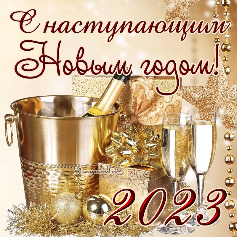 Новая Картинка с наступающим Новым Годом 2023 и шампанским.