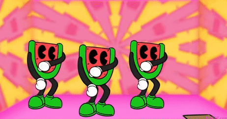 Смешная гифка Трио задорно танцующих ломтиков арбуза. Смешная гифка Трио задорно танцующих ломтиков арбуза.