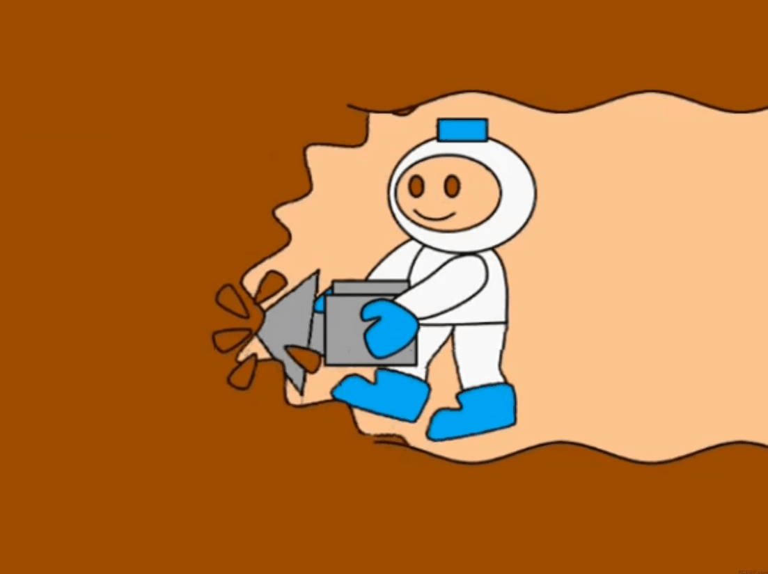 Гифка Классический копатель делает свое дело.