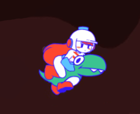 Анимация Диг Даг верхом на драконе.