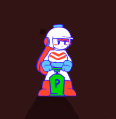 Анимированная GIF-стикер с девушкой Dig Dug, качающей свой насос