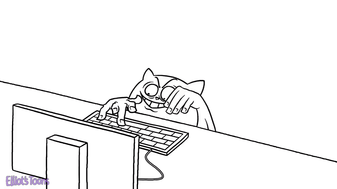 Кот стучит по клавиатуре Кот стучит по клавиатуре