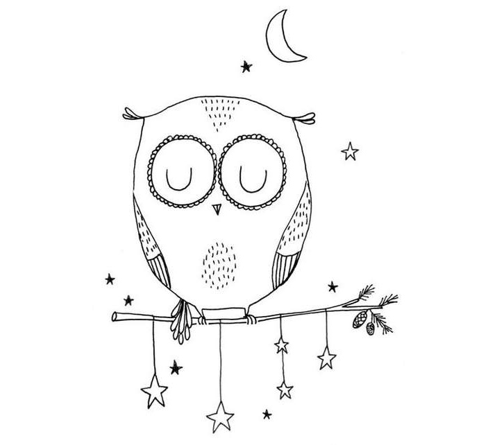 Простой Рисунок Совы карандашом для срисовки.