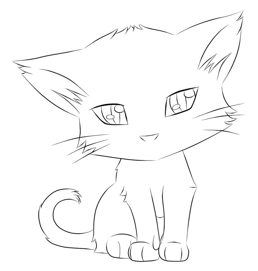 Котик рисунок карандашом для срисовки легкие.