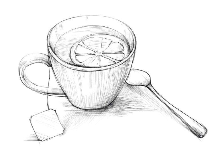 Чашка рисунок карандашом, Рисунки простым карандашом для срисовки.