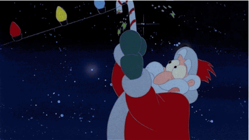 Красивая Рождественская gif картинка с Санта Клаусов и гирляндой.