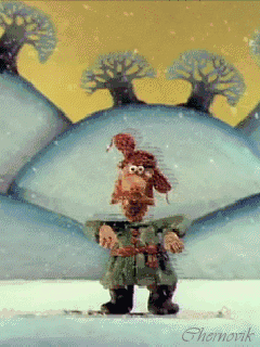 Мультик падал прошлогодний снег маловато, Падал прошлогодний снег мужик с елкой.