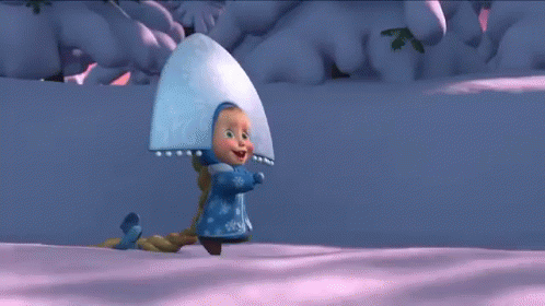 Новогодняя анимация из мультика Маша и медведь, снегурочка.