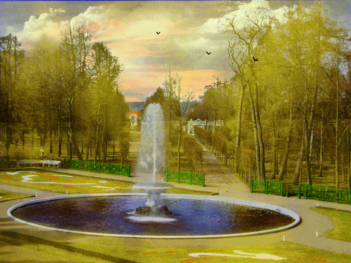 Фонтаны Петергофа анимация