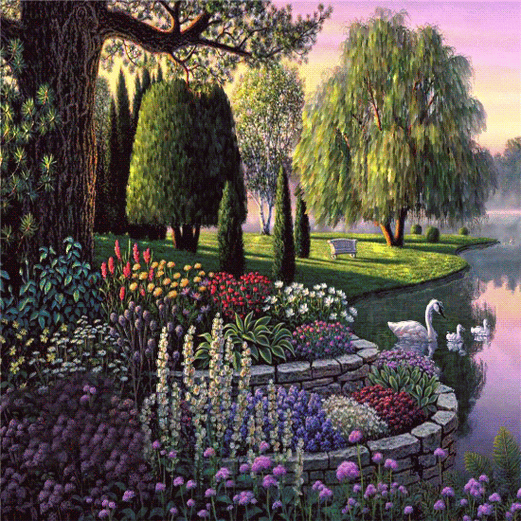 Райский сад анимация, Живой пейзаж картина