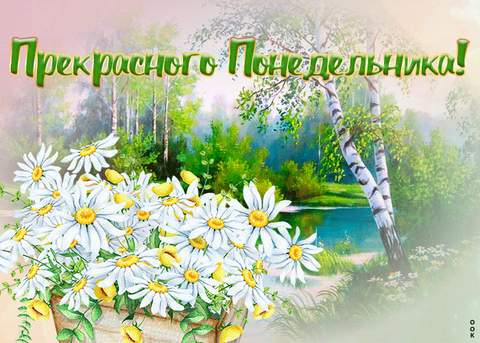Гифка с понедельником с природой и ромашками. Гифка с понедельником с природой и ромашками.