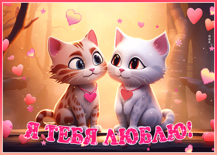 Великолепная гиф-открытка с котиками Я тебя люблю Великолепная гиф-открытка с котиками Я тебя люблю