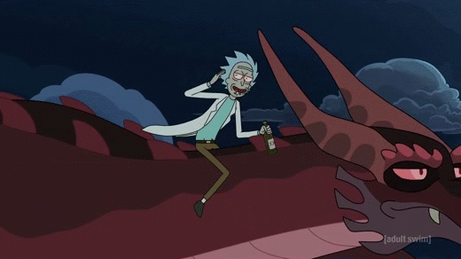 Рик и морти gif картинка с драконом.