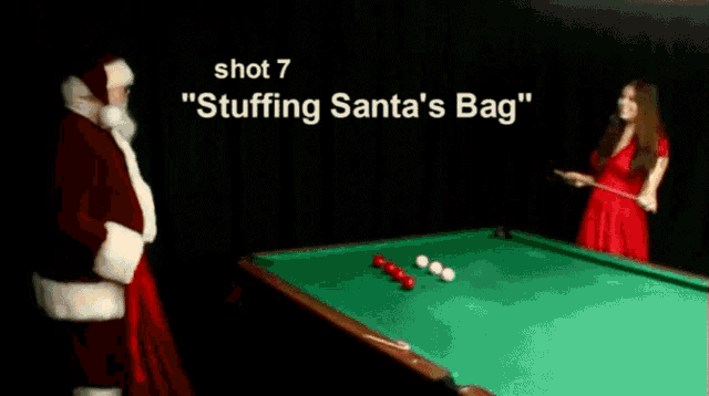 Новогодняя гифка про бильярд.